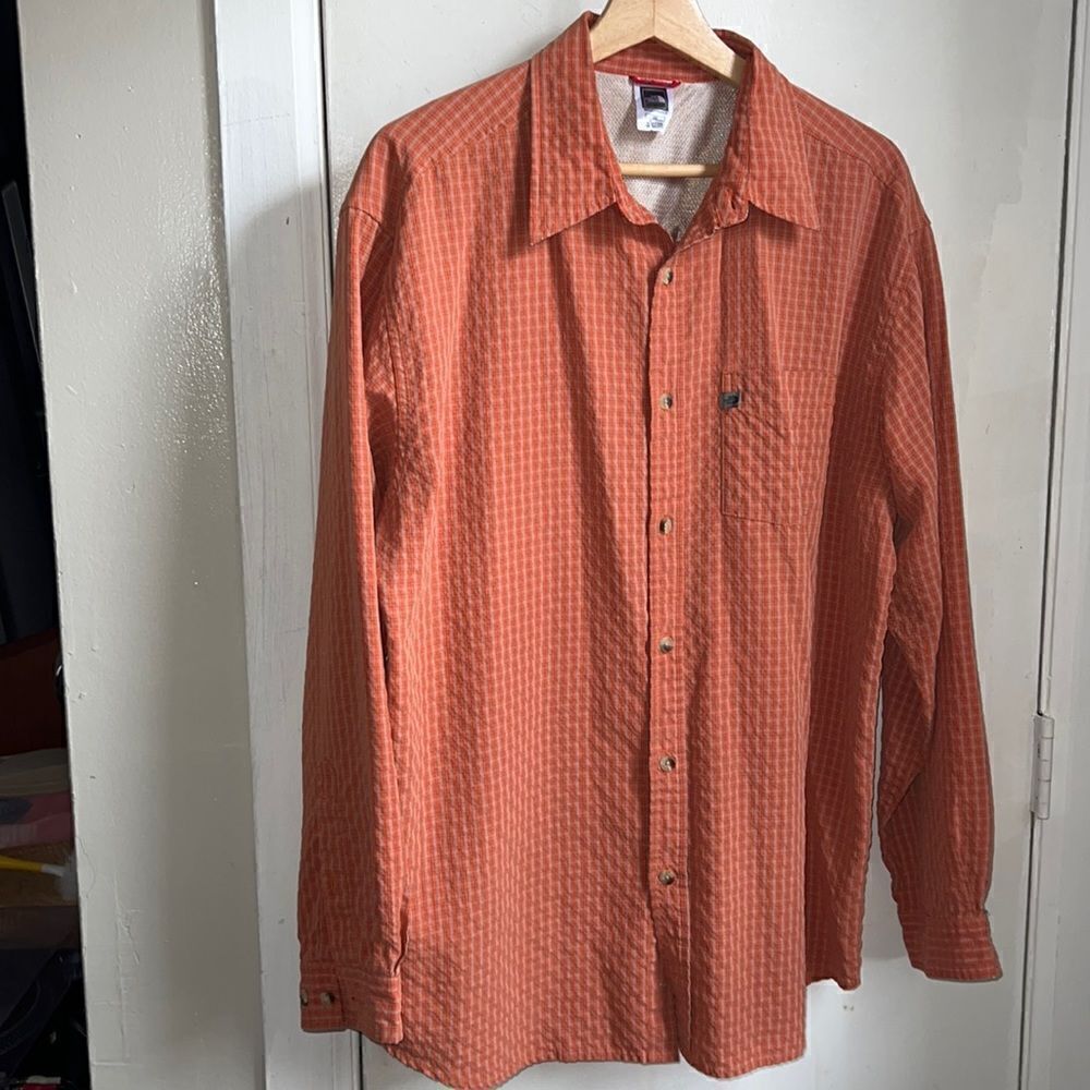 THE NORTH FACE Orange Plaid Button Up Shirt-L